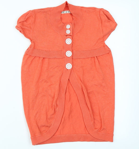ICHI Womens Orange  Knit Cardigan Jumper Size XS