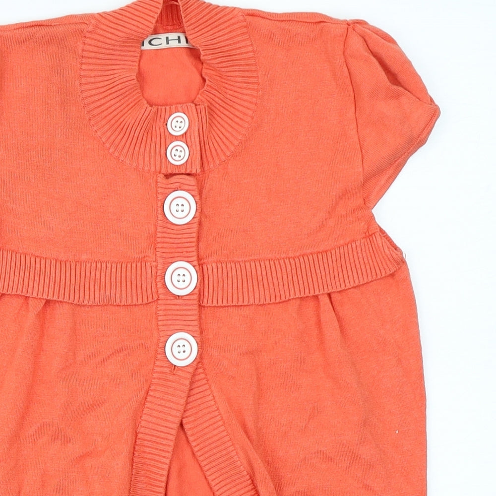 ICHI Womens Orange  Knit Cardigan Jumper Size XS