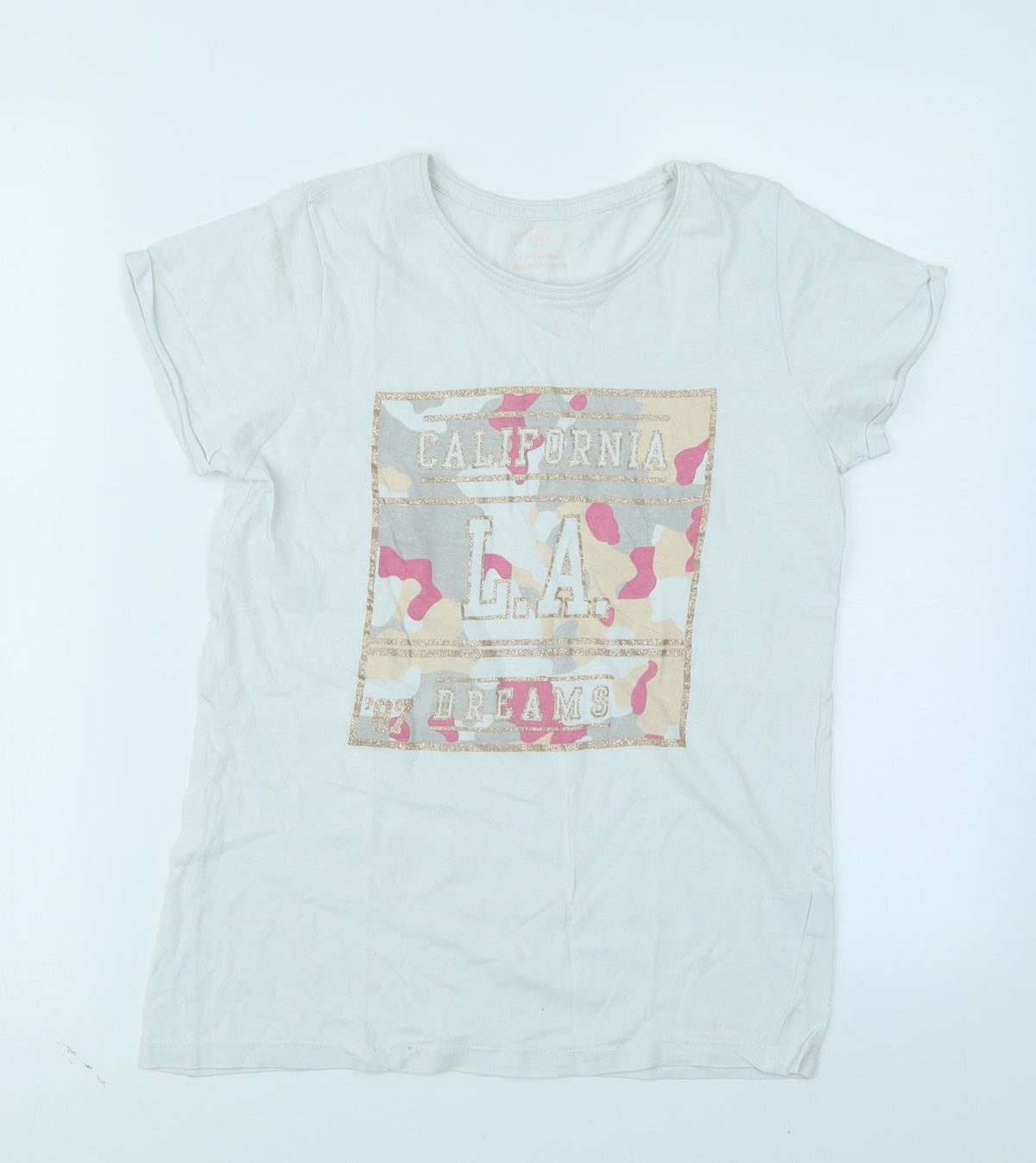 Additional front view of YD girls’ white basic t-shirt, size 12-13, years