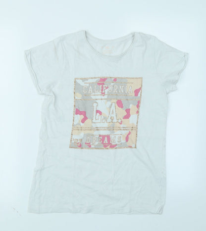 Additional front view of YD girls’ white basic t-shirt, size 12-13, years