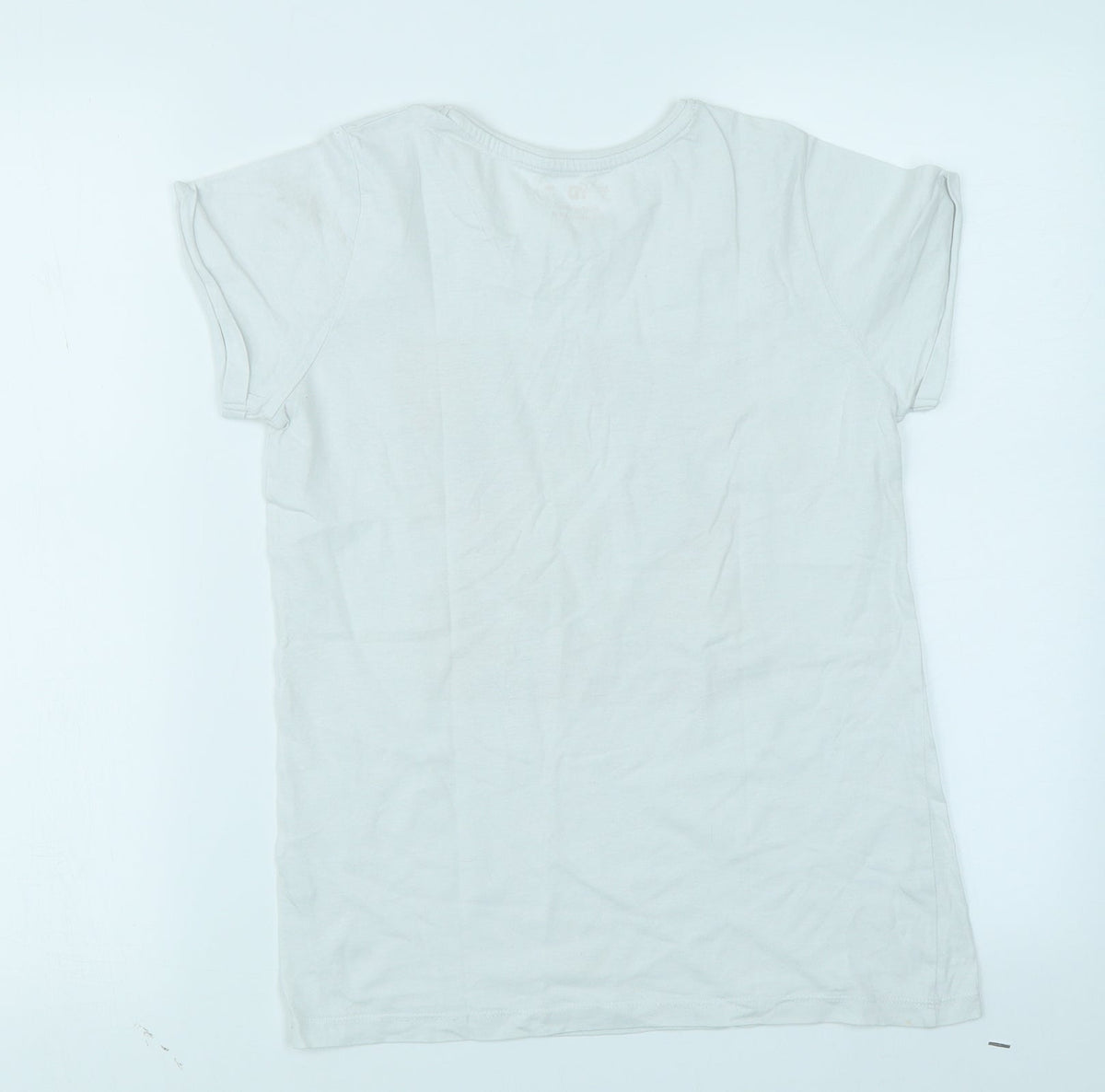Back view of YD girls’ white basic t-shirt, size 12-13, years