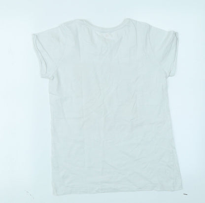 Back view of YD girls’ white basic t-shirt, size 12-13, years