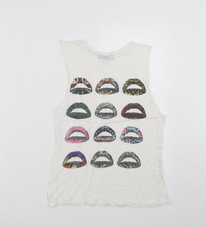 Primark Womens White   Basic Tank Size 6  - mouth