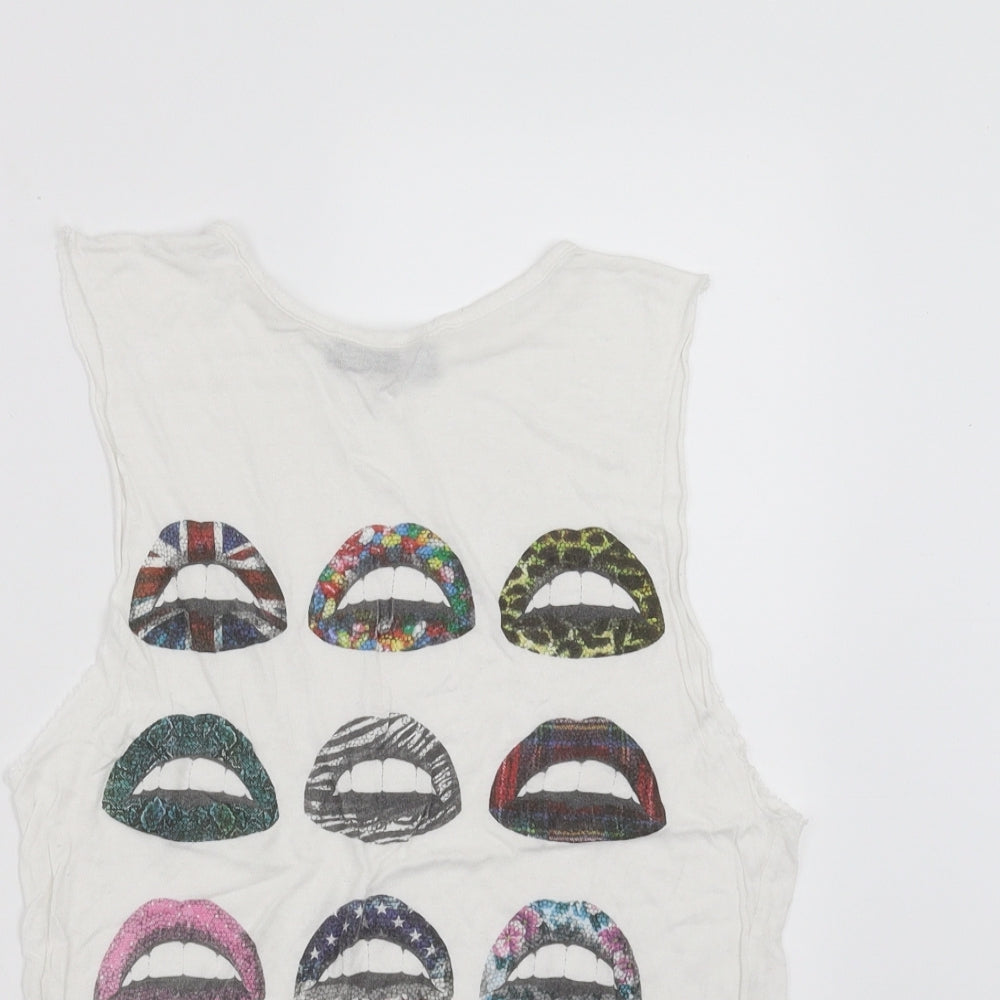Primark Womens White   Basic Tank Size 6  - mouth