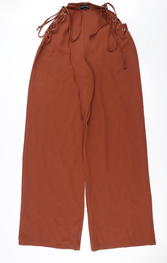 Womens UK Size 10 PRETTYLITTLETHING Regular Fit  Brown Trousers