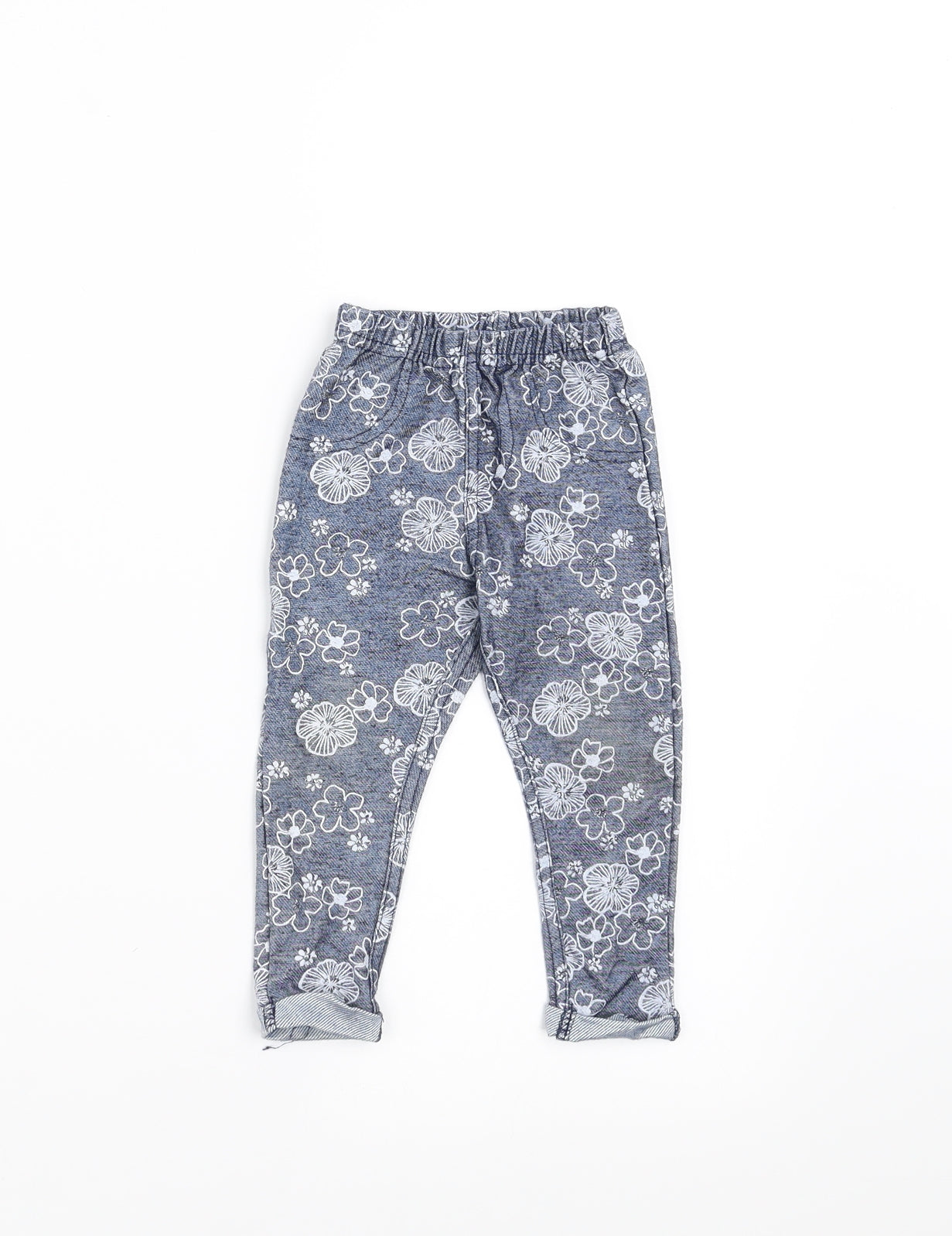 Dunnes Stores Girls Blue Floral   Trousers Size 6-9 Months