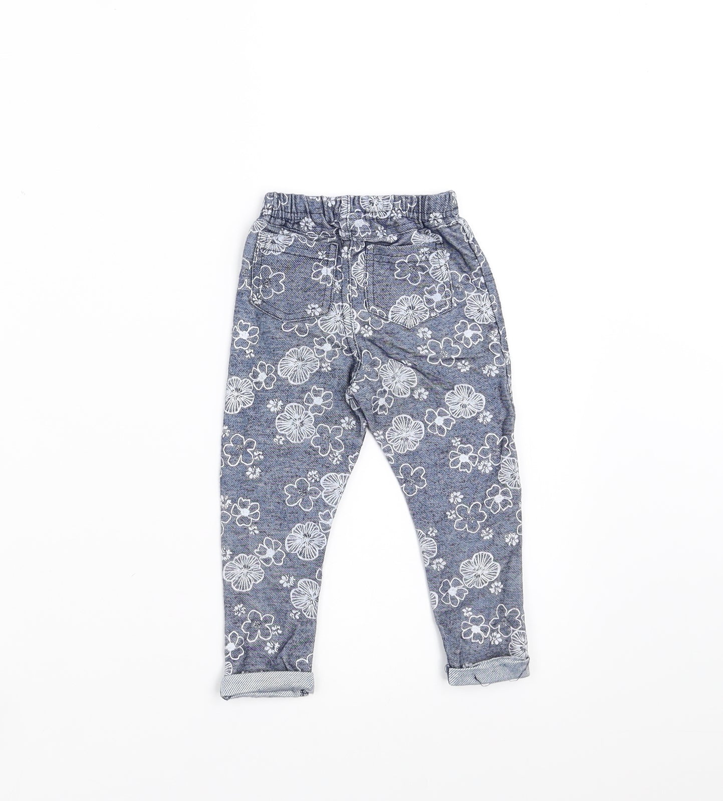Dunnes Stores Girls Blue Floral   Trousers Size 6-9 Months