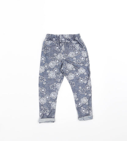 Dunnes Stores Girls Blue Floral   Trousers Size 6-9 Months
