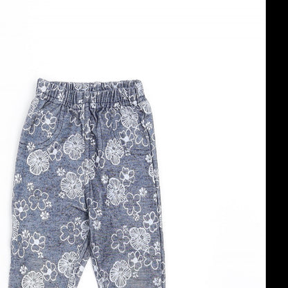 Dunnes Stores Girls Blue Floral   Trousers Size 6-9 Months