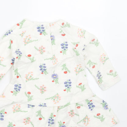 Dunnes Stores Girls White Floral  Fit & Flare  Size 6-9 Months