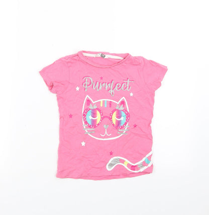 Pep&Co Girls Pink   Basic T-Shirt Size 4-5 Years  - cat