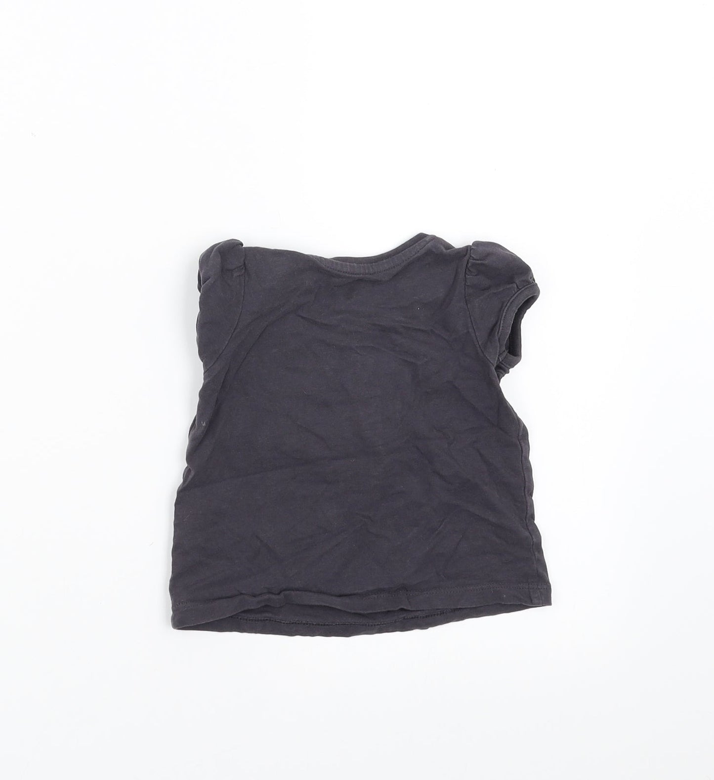 Nutmeg Girls Grey   Basic T-Shirt Size 6-9 Months  - crochet detail
