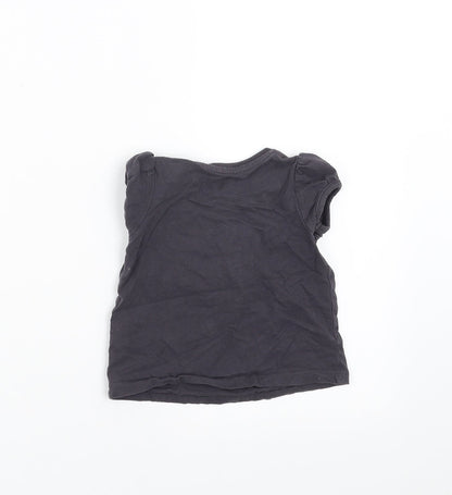 Nutmeg Girls Grey   Basic T-Shirt Size 6-9 Months  - crochet detail