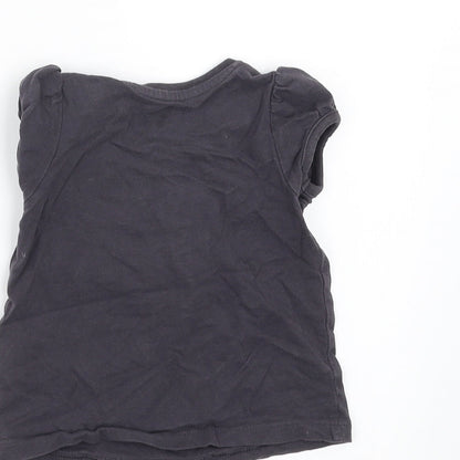 Nutmeg Girls Grey   Basic T-Shirt Size 6-9 Months  - crochet detail