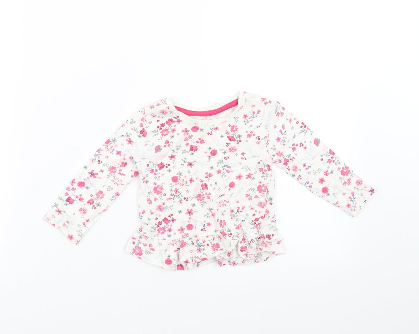 Primark Girls White Floral  Basic T-Shirt Size 9-12 Months