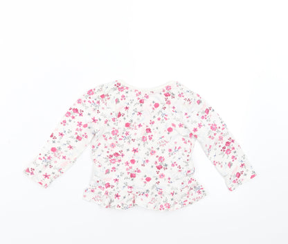 Primark Girls White Floral  Basic T-Shirt Size 9-12 Months