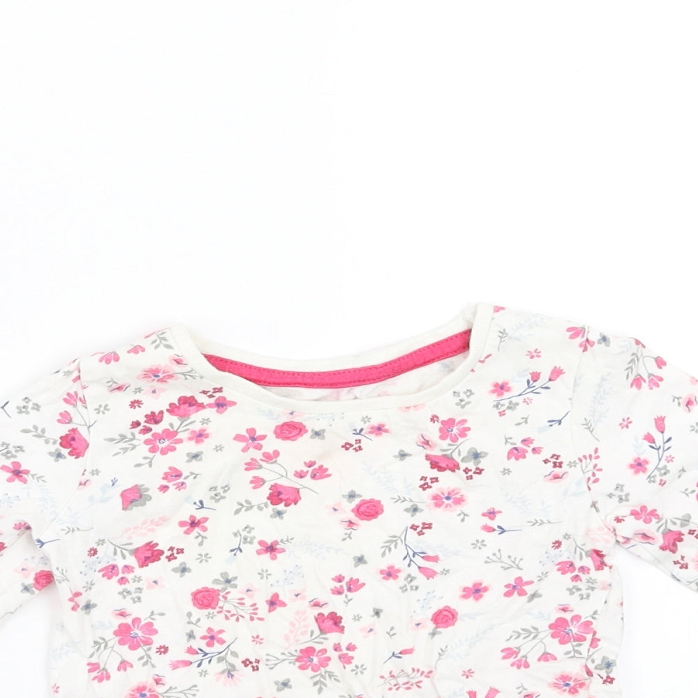 Primark Girls White Floral  Basic T-Shirt Size 9-12 Months