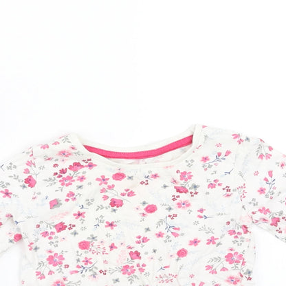 Primark Girls White Floral  Basic T-Shirt Size 9-12 Months