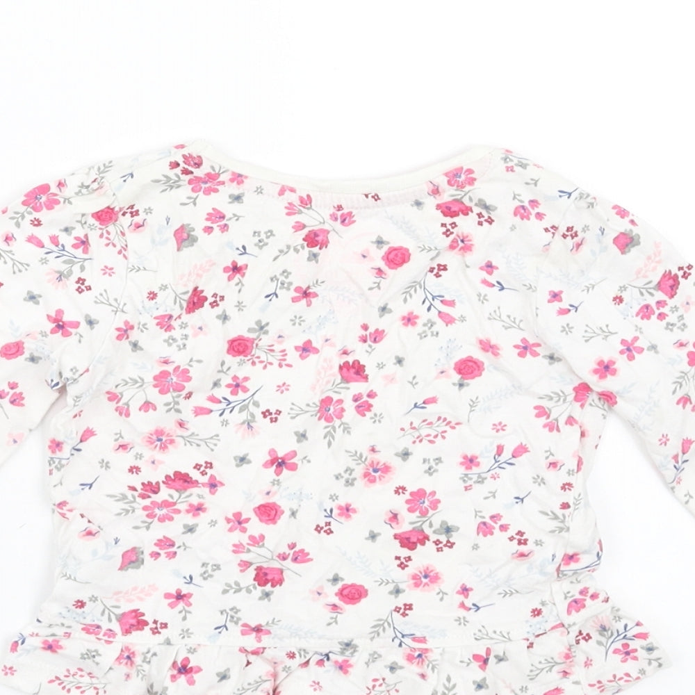 Primark Girls White Floral  Basic T-Shirt Size 9-12 Months