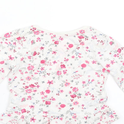 Primark Girls White Floral  Basic T-Shirt Size 9-12 Months