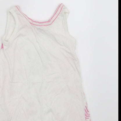 Dopo Dopo Girls White Floral  Basic Tank Size 2-3 Years  - flamingo
