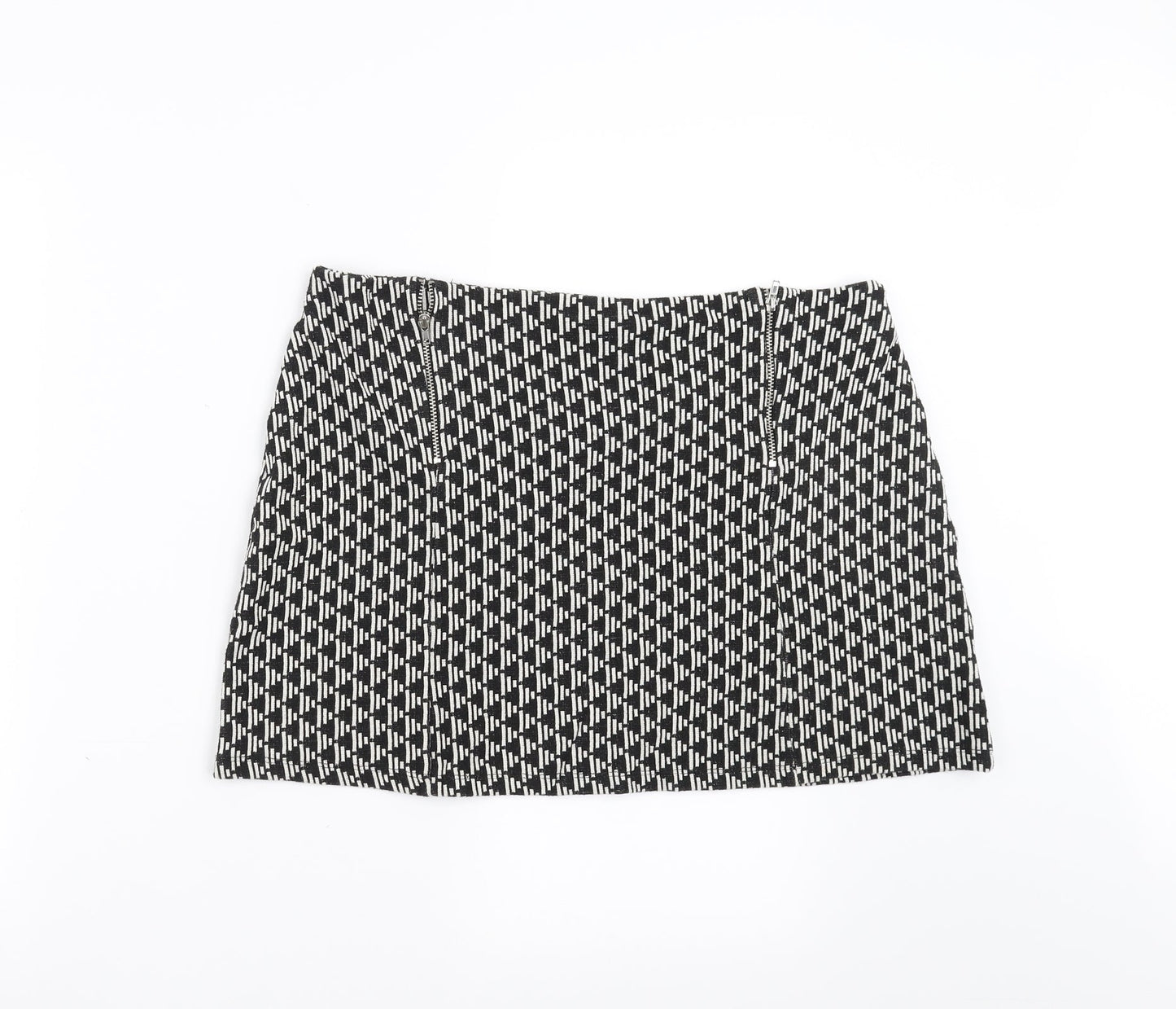 New Look Womens Black Geometric  A-Line Skirt Size 14