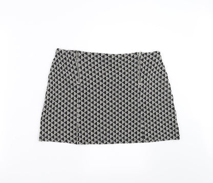 New Look Womens Black Geometric  A-Line Skirt Size 14
