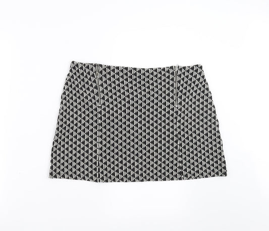 New Look Womens Black Geometric  A-Line Skirt Size 14