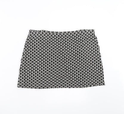 New Look Womens Black Geometric  A-Line Skirt Size 14