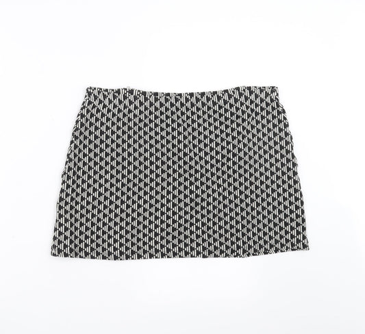 New Look Womens Black Geometric  A-Line Skirt Size 14