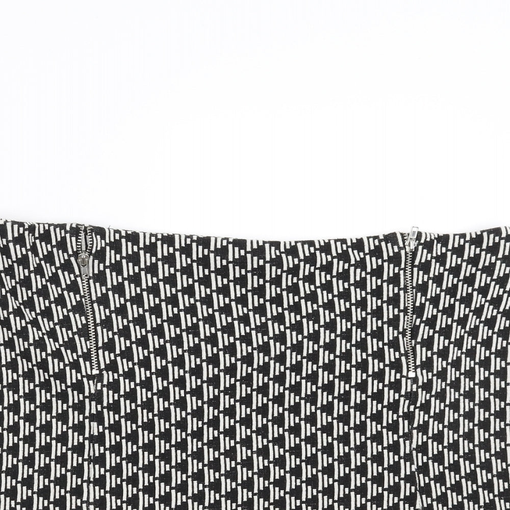 New Look Womens Black Geometric  A-Line Skirt Size 14