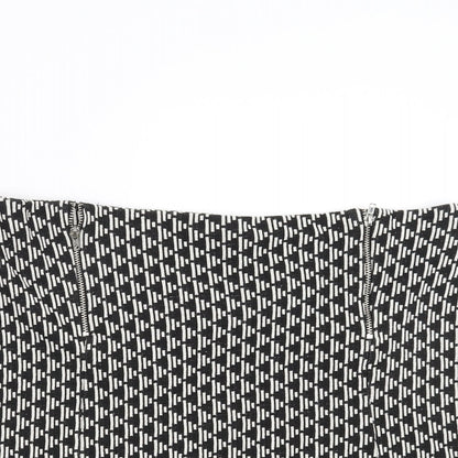 New Look Womens Black Geometric  A-Line Skirt Size 14