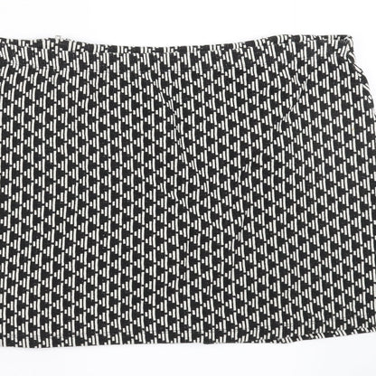 New Look Womens Black Geometric  A-Line Skirt Size 14