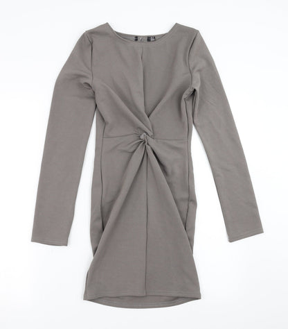 Preworn Womens Grey   Bodycon  Size 10  - Twist front