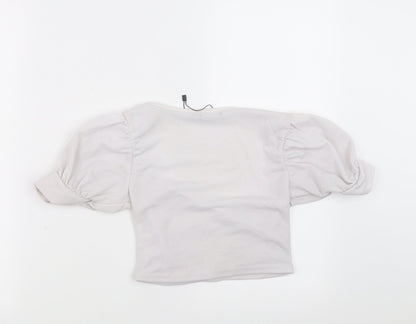 Boohoo Womens White   Cropped Blouse Size 6  - Off White