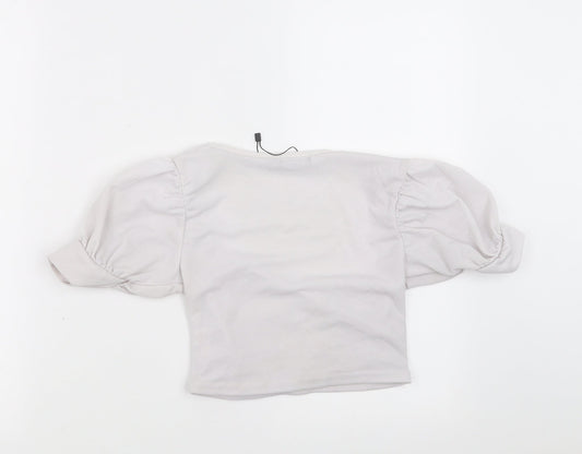 Boohoo Womens White   Cropped Blouse Size 6  - Off White