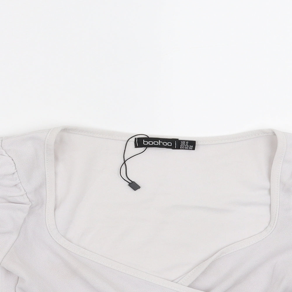 Boohoo Womens White   Cropped Blouse Size 6  - Off White