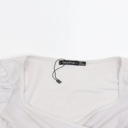 Boohoo Womens White   Cropped Blouse Size 6  - Off White