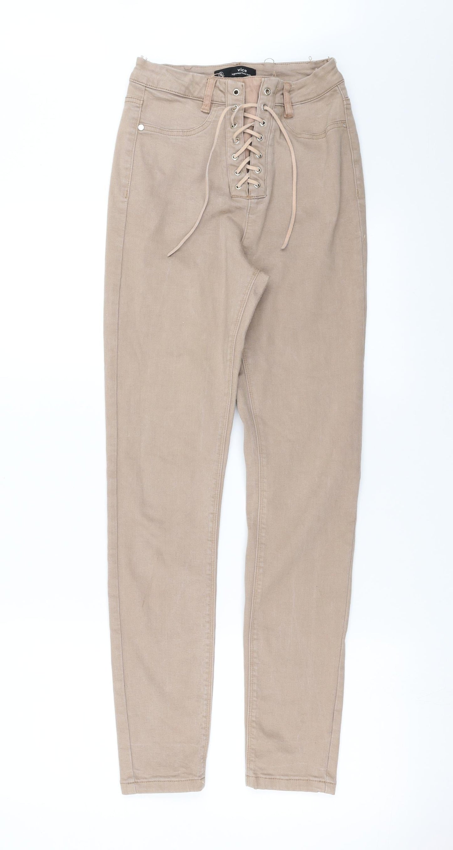 Womens UK Size 8 Vice Extra-Slim Fit Skinny Beige Jeans