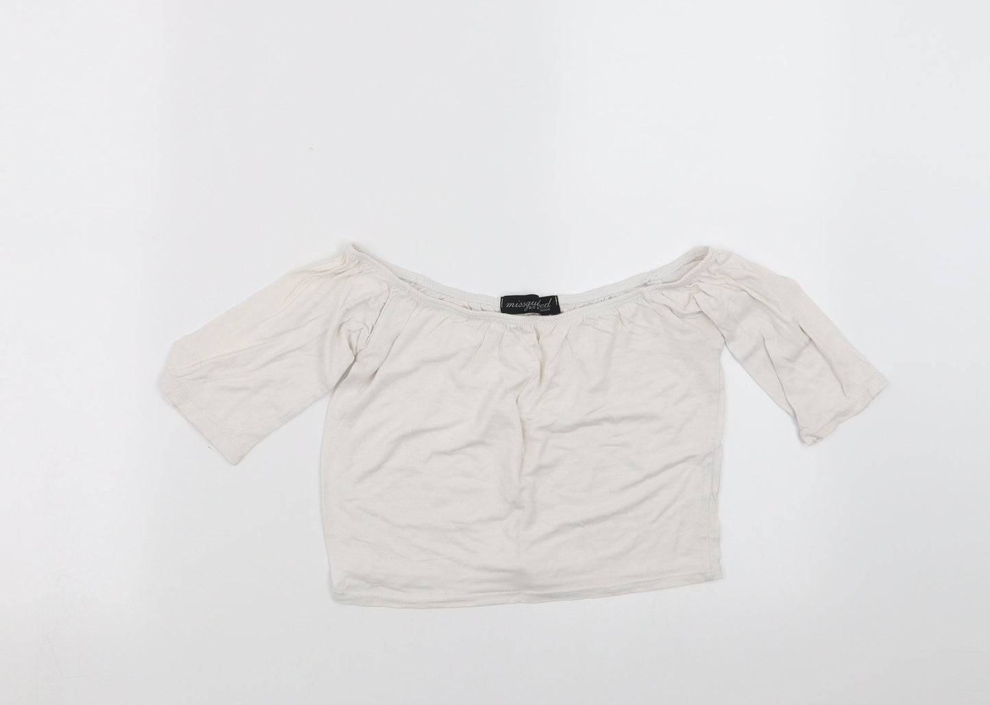 Womens UK Size S Missguided White Cropped T-Shirt