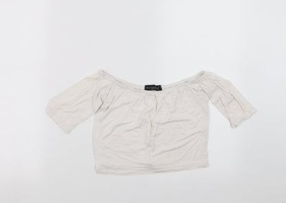 Womens UK Size S Missguided White Cropped T-Shirt