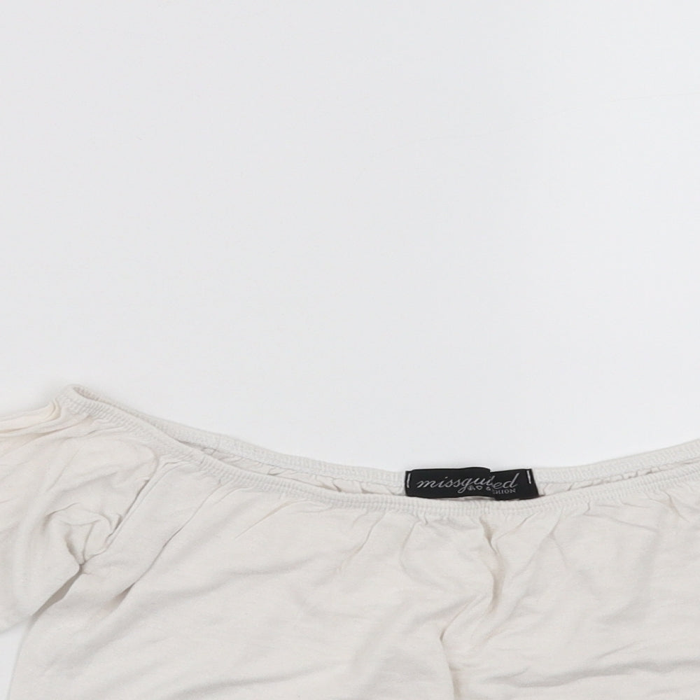 Womens UK Size S Missguided White Cropped T-Shirt
