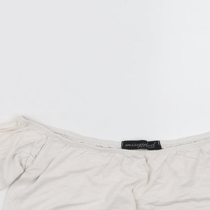 Womens UK Size S Missguided White Cropped T-Shirt