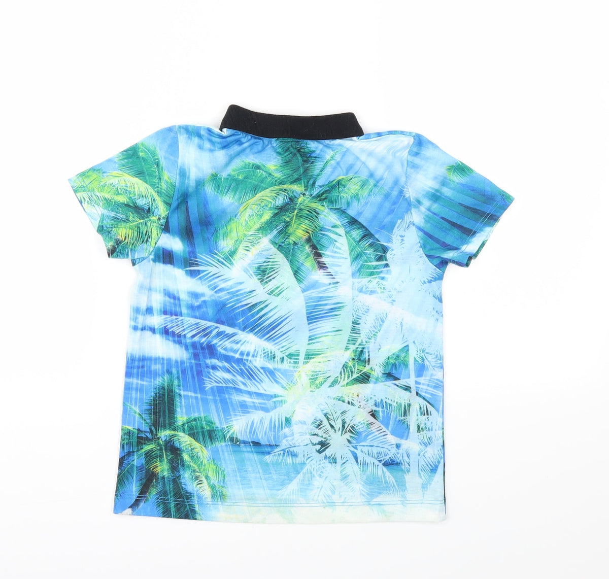 Back view of utlaws girls’ blue basic t-shirt, size 7-8, years