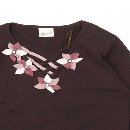 Womens UK Size S Roman Originals Brown Basic T-Shirt