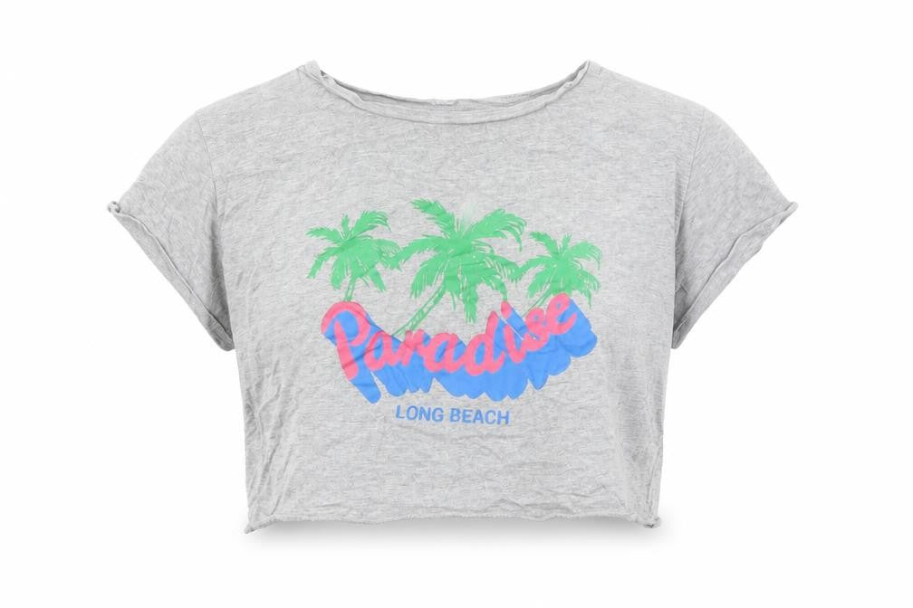 Womens UK Size 10 Primark Grey Cropped T-Shirt