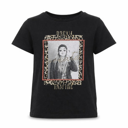 Front view of MISS girls’ black basic t-shirt, size 9-10, years