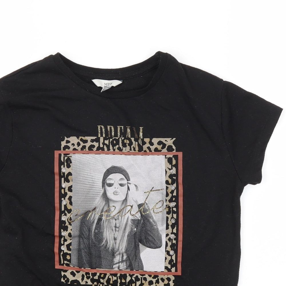 MISS Girls Black   Basic T-Shirt Size 9-10 Years