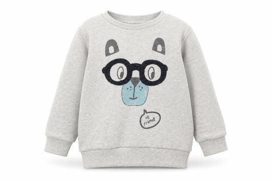 Babaluno Boys Grey Animal Print  Pullover Jumper Size 12-18 Months