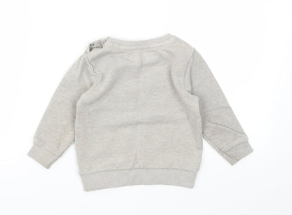 Babaluno Boys Grey Animal Print  Pullover Jumper Size 12-18 Months